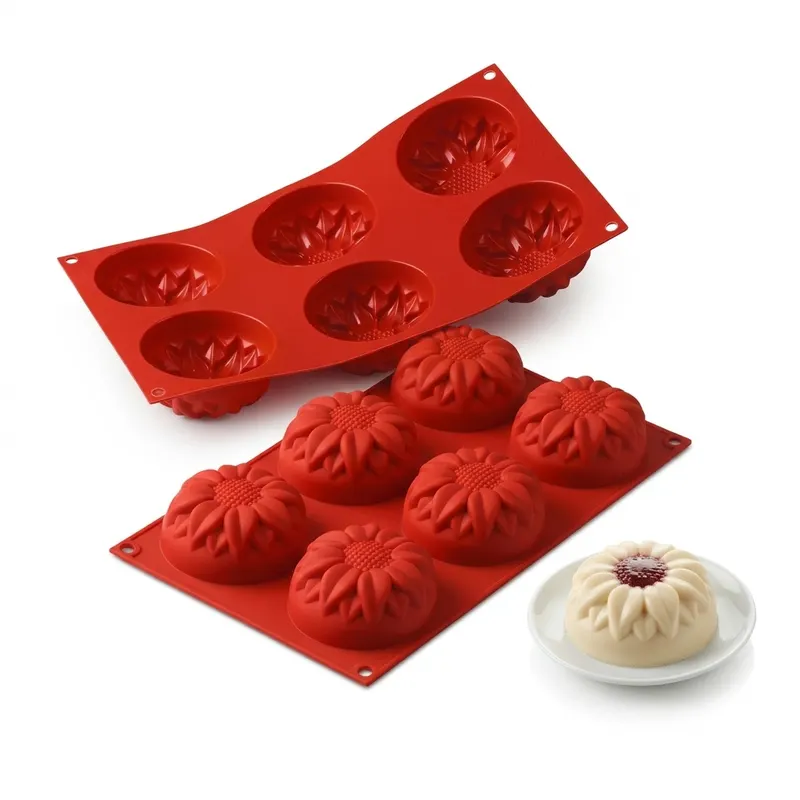 Silikonová forma slunečnice, 6 ks, průměr 7,6 cm, výška 4 cm