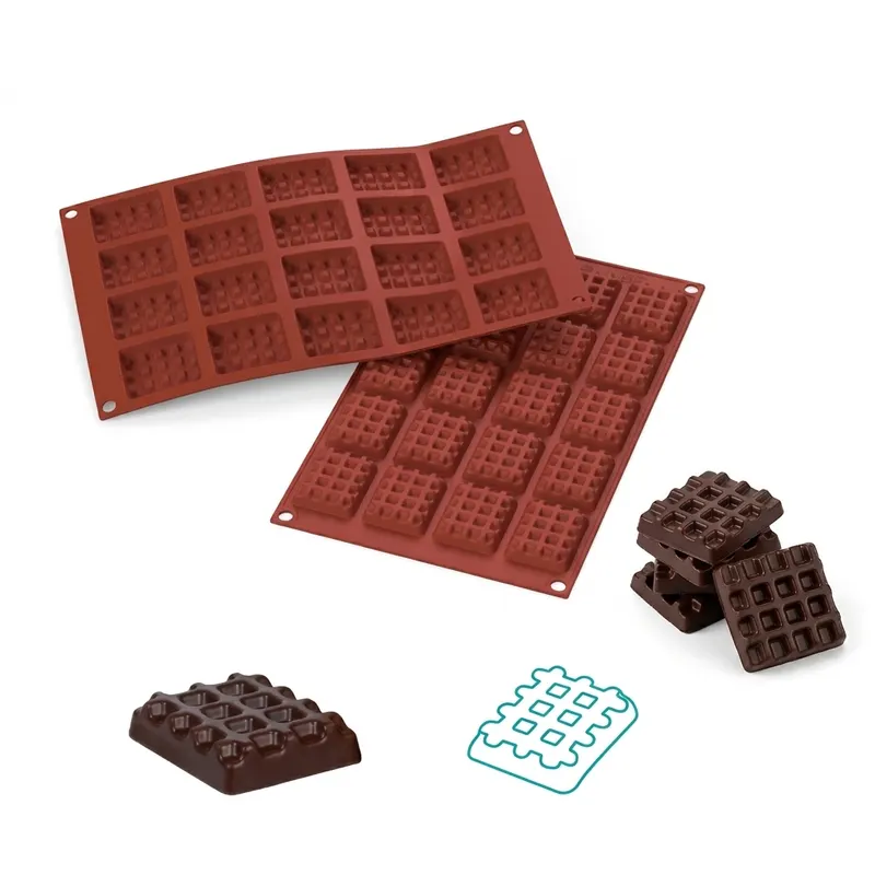 Silikonová forma mini vafle obdélník, 20 ks, 4,5x3,5 cm