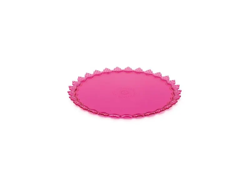 Dezertní podnos fuchsiový průhledný, průměr 34 cm