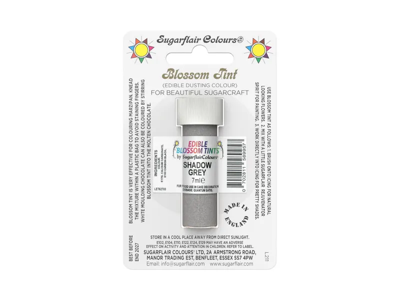 Prachová barva Sugarflair Shadow Grey temně šedá 7 ml