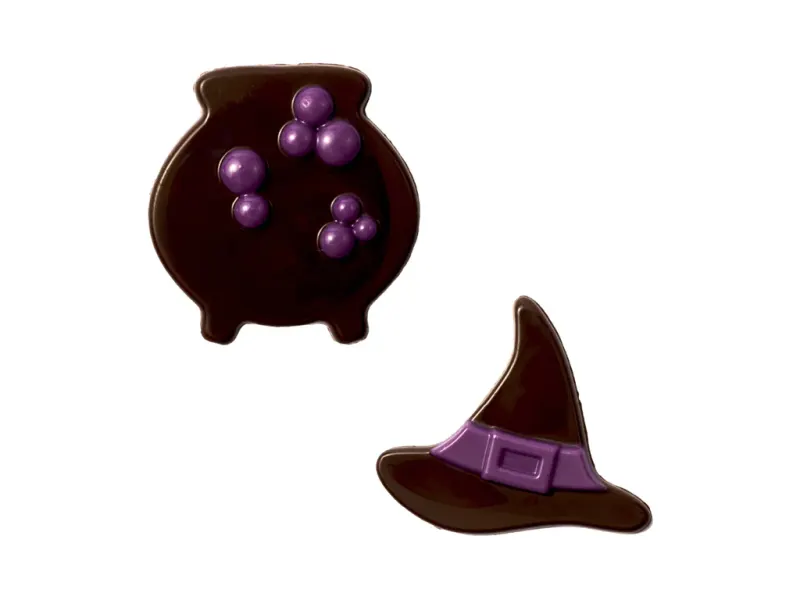 Čokoládové dekorace Halloween kotlík a klobouk, 90 ks