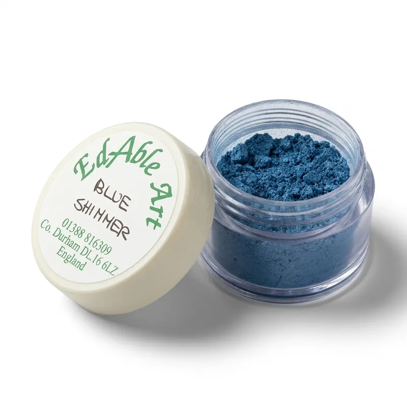 Prachová jedlá barva Blue Shimmer, modrý třpyt