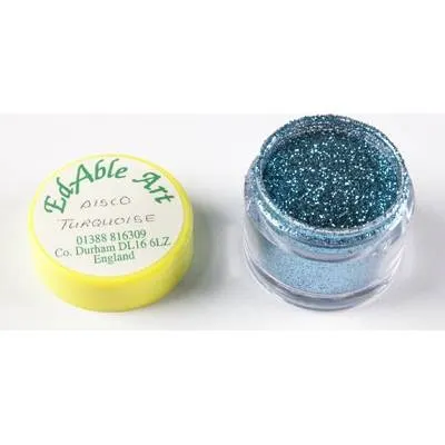 Třpyt dekorační disco Turquoise, jedlý, tyrkysový, na dort