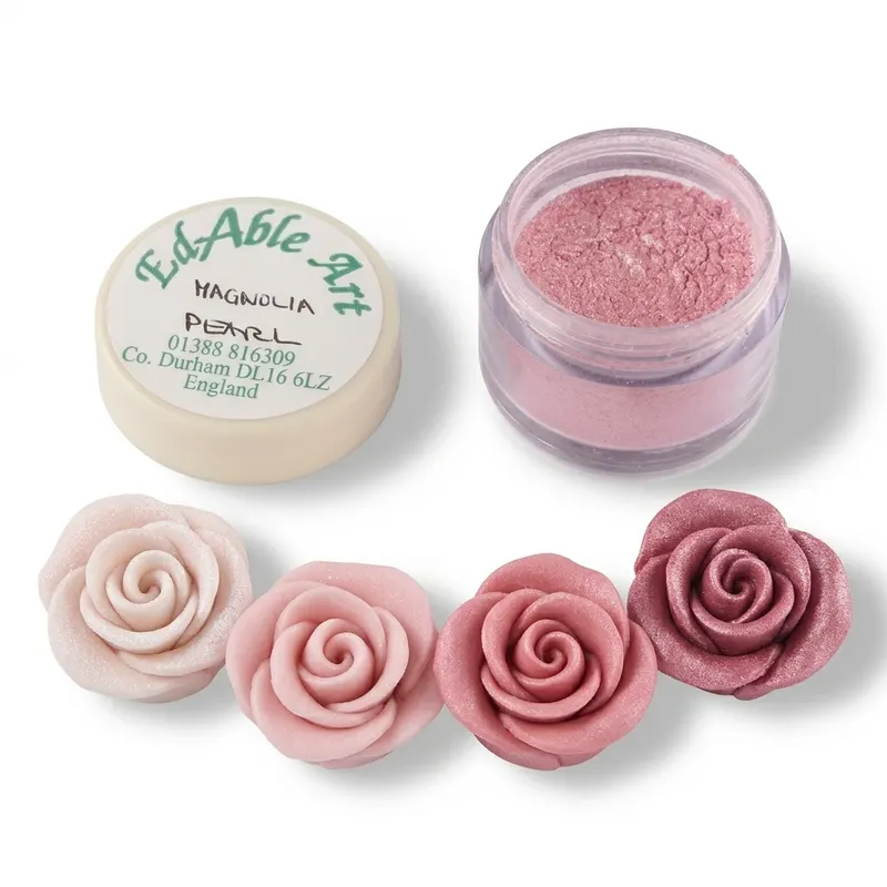 Prachová jedlá barva Magnolia Pearl, perleťově bílý odstín