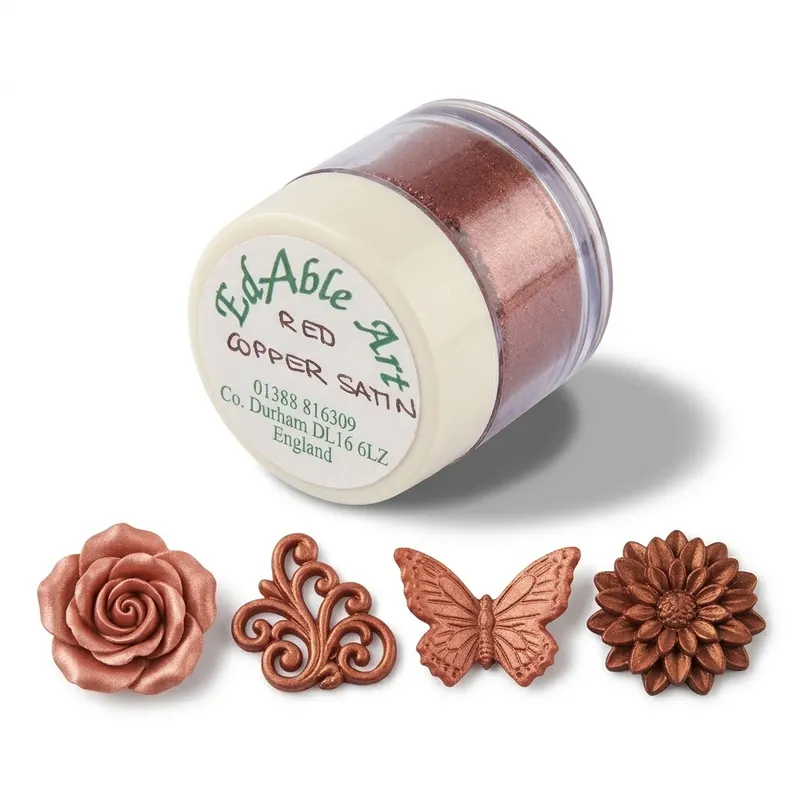 Prachová jedlá barva Red Copper Satin, měděně červený satén