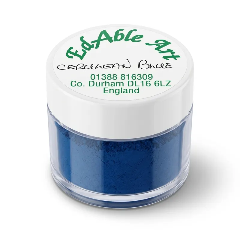Prachová jedlá barva Cerulean Blue, modrý odstín