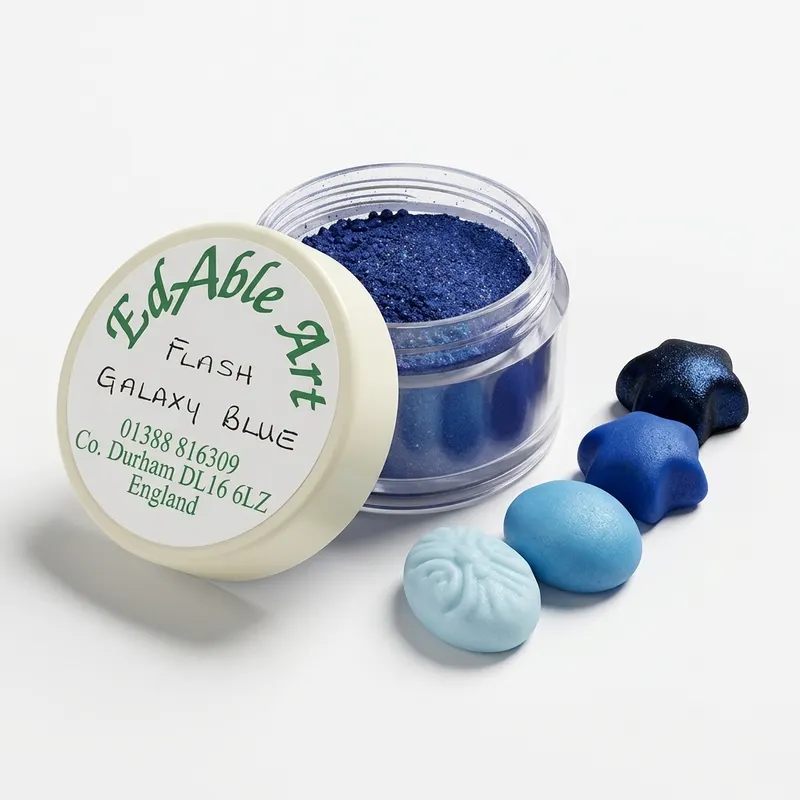 Prachová jedlá barva Flash Galaxy Blue, modrý lesk
