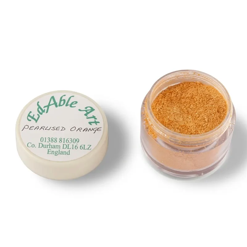 Prachová jedlá barva Pearlised Orange, perleťově oranžová