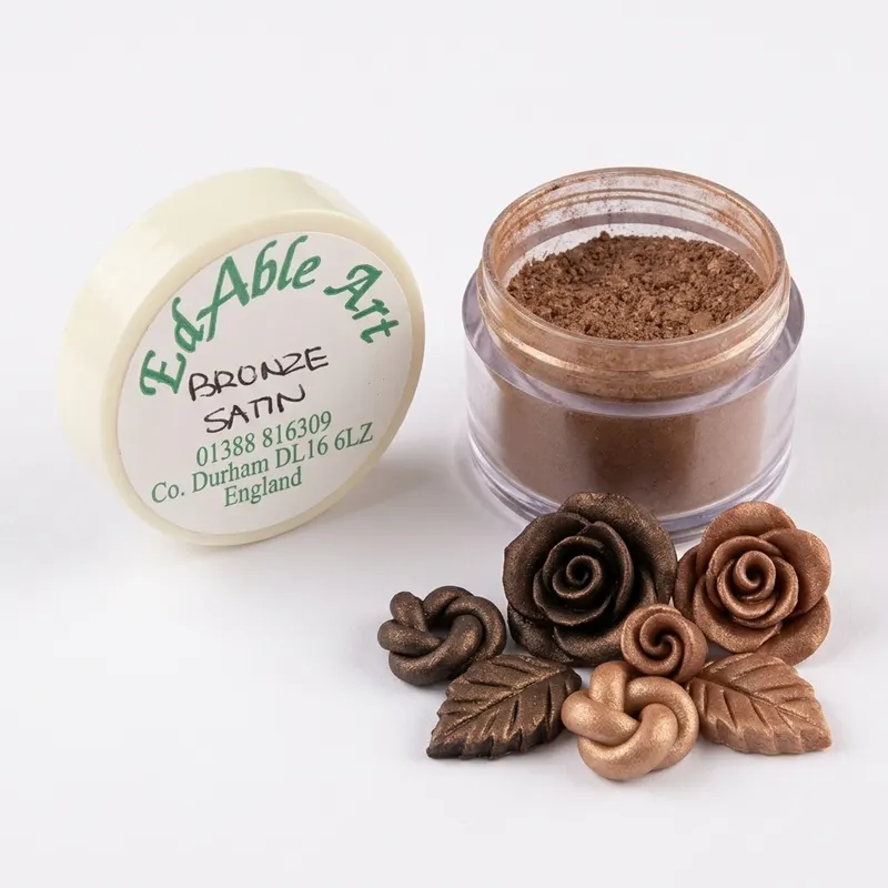 Prachová jedlá barva Bronze Satin, bronzová, saténová