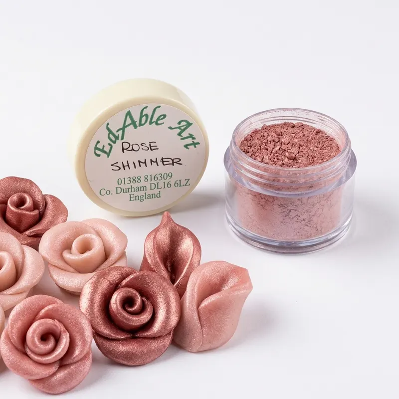 Prachová jedlá barva Rose Shimmer, růžová, lesk
