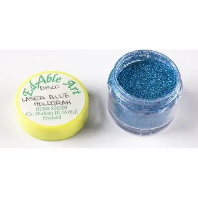 Třpyt dekorační disco Laser Blue Hologram, jedlý, na dort