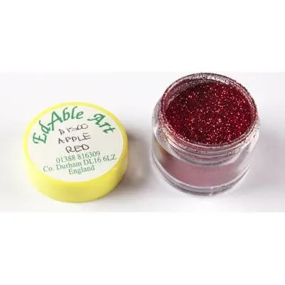Třpyt dekorační disco Apple red, jedlý, na dort