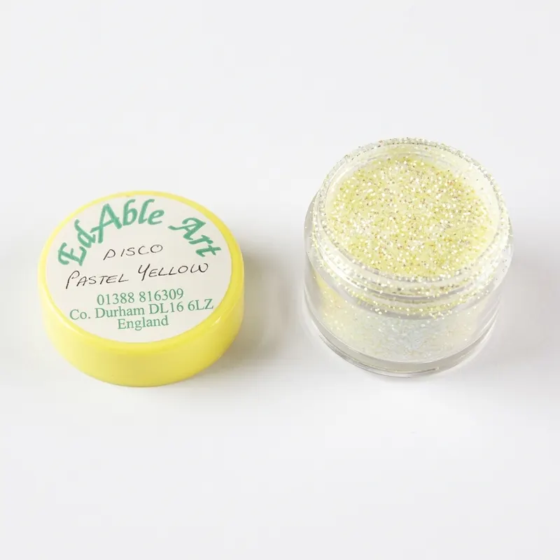 Třpyt dekorační disco pastel yellow, jedlý, na dort