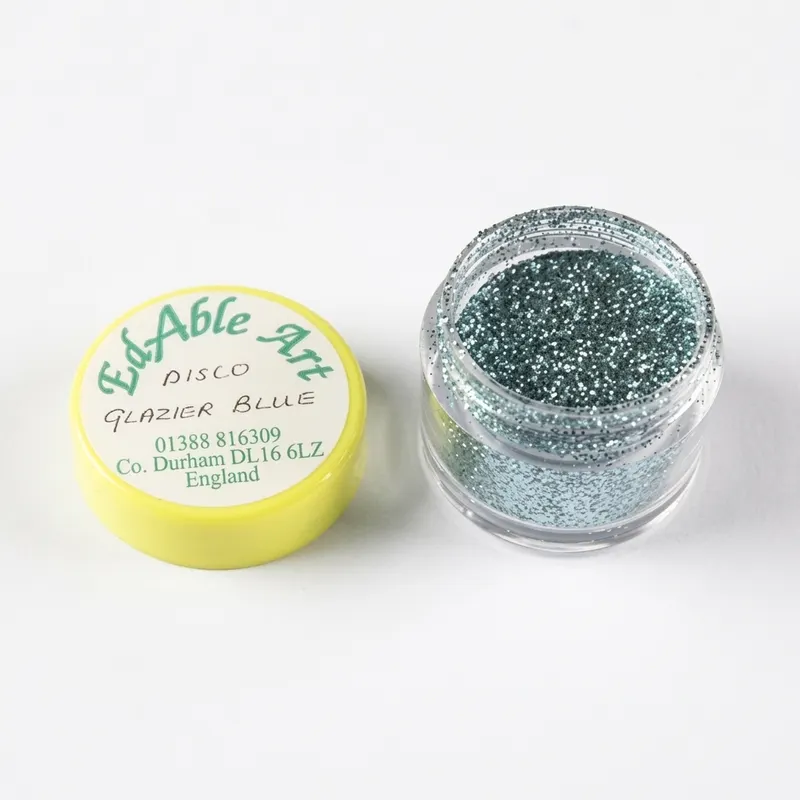 Třpyt dekorační disco Glazier Blue, jedlý, na dort