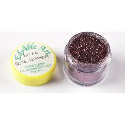 Třpyt dekorační disco Rose Copper, jedlý, na dort