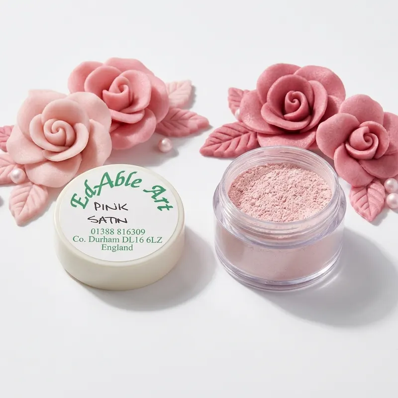 Prachová jedlá barva Pink Satin, růžová, saténová